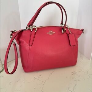 Coach Pink Leather Shoulder Bag with Gold Accents